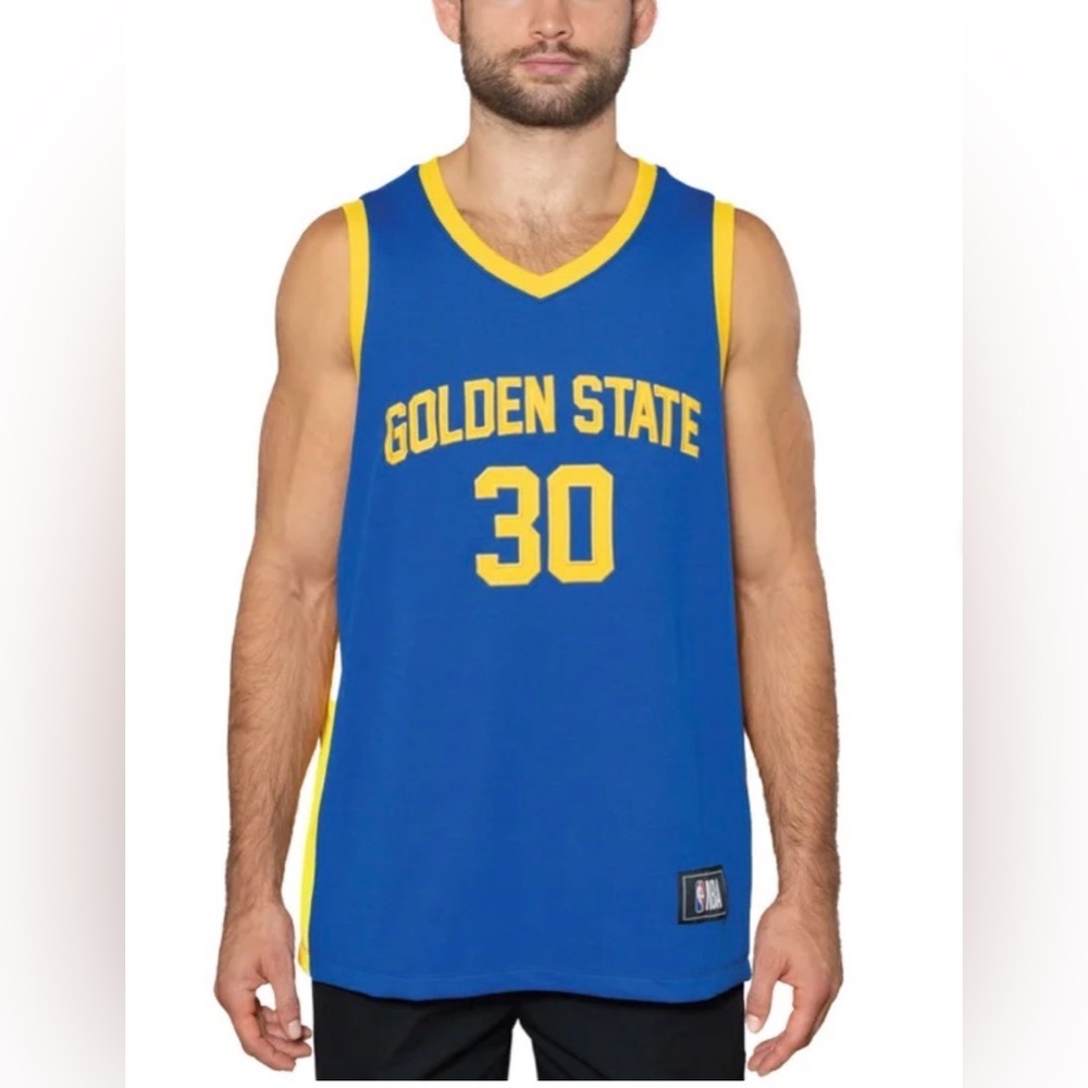 NWT - NBA Blue and Yellow Golden State Basketball Jersey - Curry #30 - Size XL